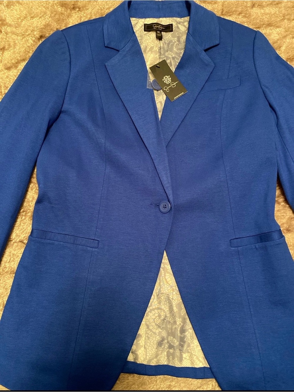 Jessica Simpson Sapphire Blue Single-Button Blazer
